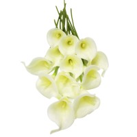 24pcs Artificial Calla Lily Bridal Wedding Bouquet Real Touch PU Flowers- Beige   142906083449